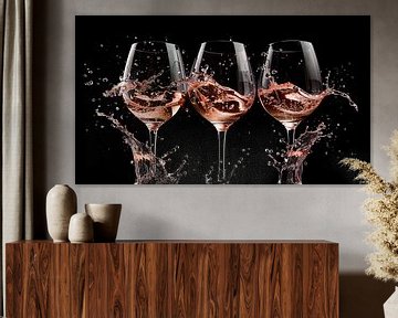 Rosé wijn splash portret panorama van TheXclusive Art