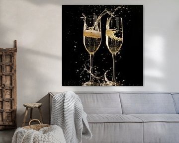 Champagne glazen splash van TheXclusive Art