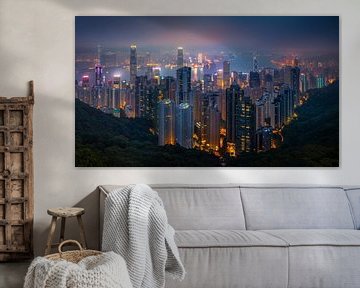 Skyline van Hong Kong artistiek panorama van TheXclusive Art