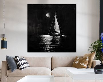 Zeilboot maanlicht artistiek van TheXclusive Art