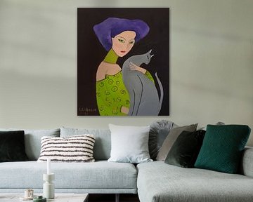 Girl with Cat by Rita Tielemans Kunst