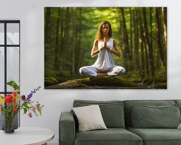 Jonge vrouw beoefent yoga meditatie houdingen in de natuur van Animaflora PicsStock
