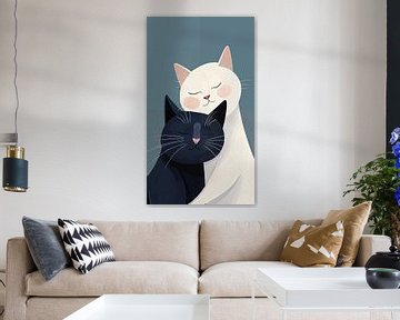 Katten in een liefdevolle omhelzing van TheXclusive Art