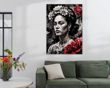 Abstract zwart-wit Frida de Rivera van Inspire Art