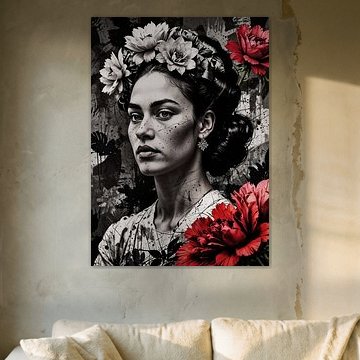Abstract zwart-wit Frida de Rivera