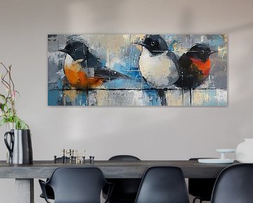 Moderne Vogeltjes | Woonkamer van Abstract Schilderij