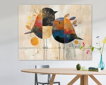 Twee Vogels Kunst | Schilderij van Abstract Schilderij