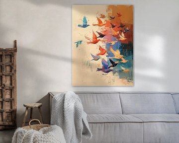 Vogel Vlucht van Abstract Schilderij