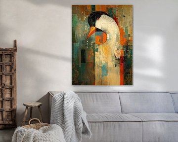 Vogel + Abstract van Abstract Schilderij