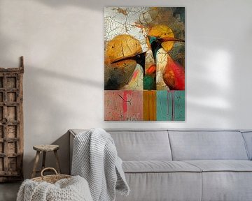 Vogel Selfies van Abstract Schilderij