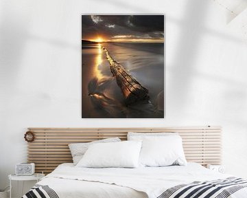 idylle côtière : arbre, lumière du soir, mer