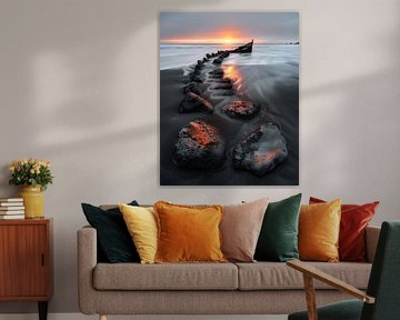 Coucher de soleil derrière la mer
