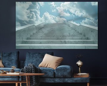 Witte trap marmer panorama van TheXclusive Art