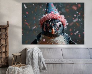 Grappige pinguïn viert verjaardag in discostijl van Felix Brönnimann