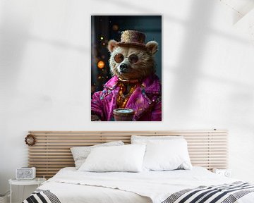 Leuk verjaardagsfeest met een beer en disco flair van Poster Art Shop