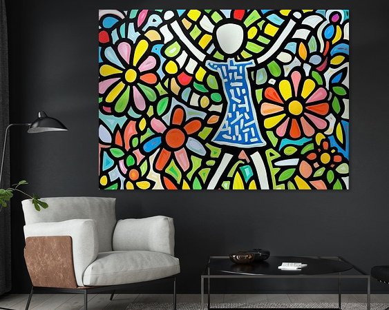 Voorbeeld van het werk in een kamer