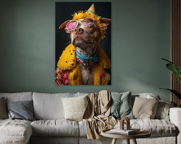 Grappige hond viert verjaardag met discobril van Felix Brönnimann