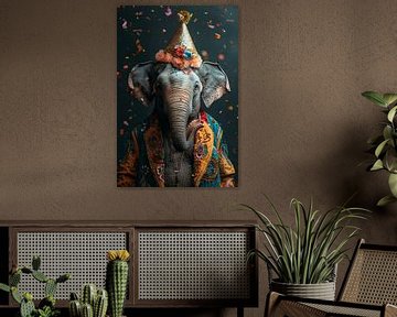 Grappige olifant viert verjaardag van Poster Art Shop