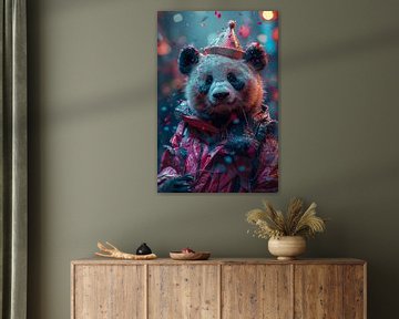 Leuk panda verjaardagsfeestje met taart en kaarsjes van Poster Art Shop