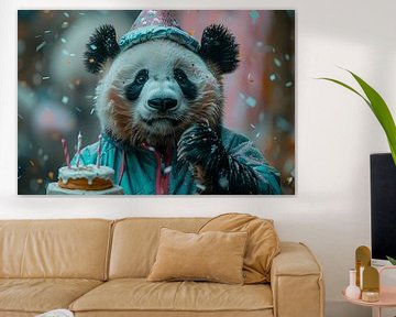 Leuk panda verjaardagsfeestje met taart en kaarsjes van Felix Brönnimann