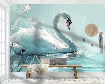 Schwanenbild | Stille Reflexion eines Schwans