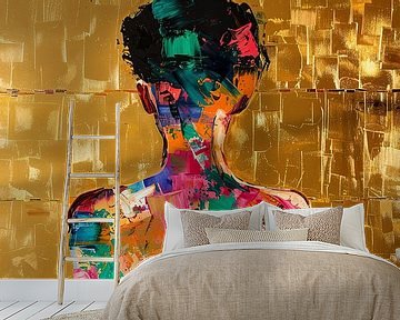 Vrouw Abstract Goud | Chroma Persona van Kunst Kriebels