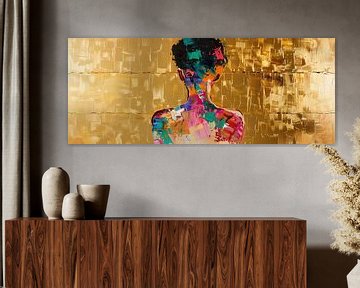 Vrouw Abstract Goud | Chroma Persona van Kunst Kriebels