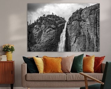 De bovenste watervallen van Yosemite - Dramatisch zwart-wit van Joseph S Giacalone Photography