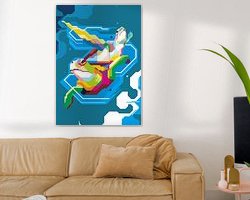 Voorbeeld van het werk in een kamer