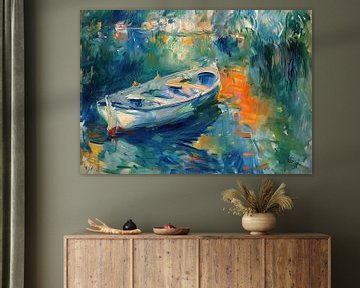 Impressionistisch Waterlandschap | Reflections of Aqua Tranquility van Abstract Schilderij