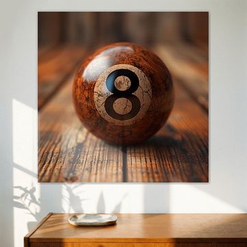 Billardkugel 8 Holz vintage von TheXclusive Art