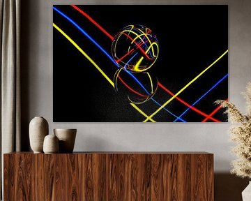 Glass sphere with coloured stripes