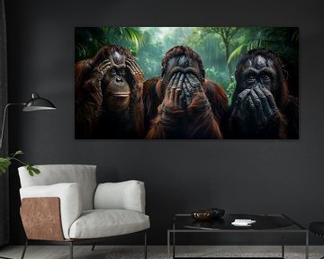 Drie wijze apen (Orang-oetans) van Luc de Zeeuw