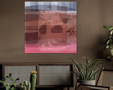 Modern abstract landschap in warme kleuren nr. 4 van Dina Dankers