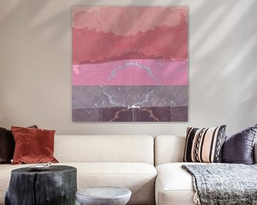 Modern abstract landschap in warme kleuren nr. 1 van Dina Dankers