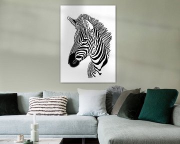 Lijnen kunst dier zebra van JBJart Justyna Jaszke