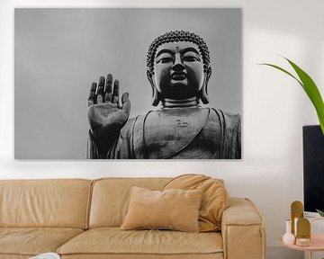 Majestueus Boeddhabeeld in zwart-wit in rechterhoekzijde van Marcus Photography