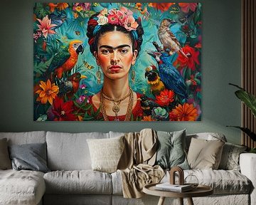 Frida Poster - Frida Kunstdruk Zwart van Niklas Maximilian