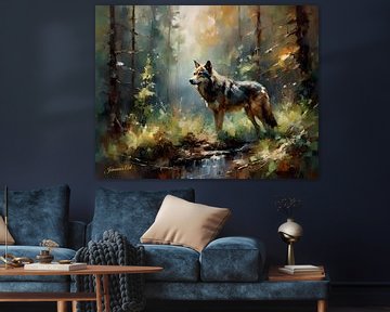 Wilde dieren - Geabstraheerd surrealisme - Wolf 2 van Johanna's Art