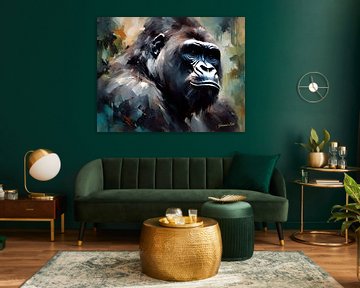 Wilde dieren - Geabstraheerd surrealisme - Gorilla 1 van Johanna's Art