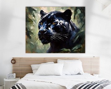 Wilde dieren - Geabstraheerd surrealisme - Zwarte Panter 1 van Johanna's Art