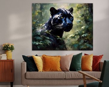 Wilde dieren - Geabstraheerd surrealisme - Black Panther 3 van Johanna's Art