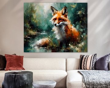Wilde dieren - Geabstraheerd surrealisme - Fox 2 van Johanna's Art