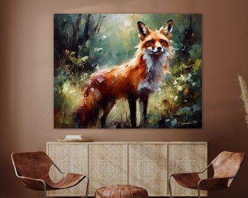 Wilde dieren - Geabstraheerd surrealisme - Fox 3 van Johanna's Art