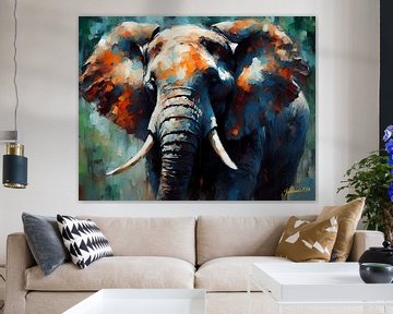 Wilde dieren - Geabstraheerd surrealisme - Olifant 2 van Johanna's Art