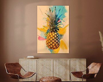 Ananas in expressionistische stijl - Abstracte kunst met levendige kleuren van Felix Brönnimann