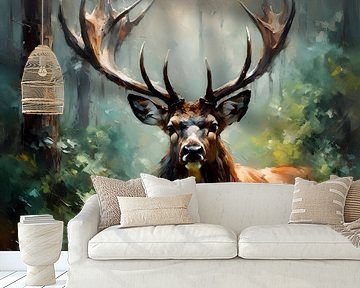Wilde dieren - Geabstraheerd surrealisme - Hert 1 van Johannas Art Creations