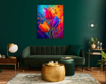 Tulpen in een kleurrijke wervelstorm van Geert Van Baelen