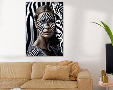 Vrouw met zebra - Portret 2 van Reiner Borner