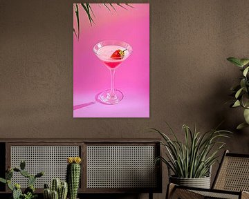 pink cocktail with palmblad van studio photoflash